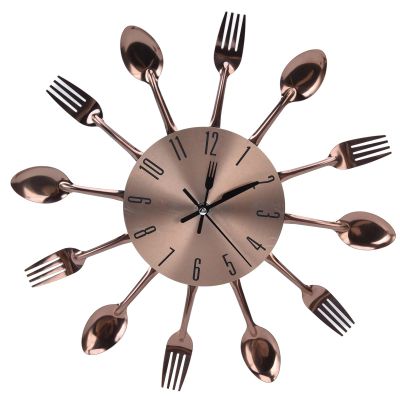 3D Magnetic Kitchen Clock with Spoons & Forks Design, 12 Inch Wall Decor for Kitchen, Bathroom, or Home