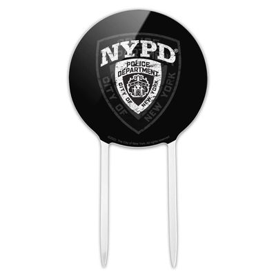 Acrylic NYPD B&W Shield Cake Topper Party Decoration for Wedding Anniversary Birthday Graduation