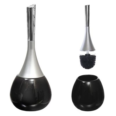 ih casa dcor Dolomite Toilet Holder and Brush (Black)