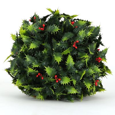 3rd Street Inn Holly Topiary Ball - 7" Artificial Topiary Plant - Wedding Decor - Indoor/Outdoor Artificial Plant Ball - Topiary Tree Substitute (8, Holly)