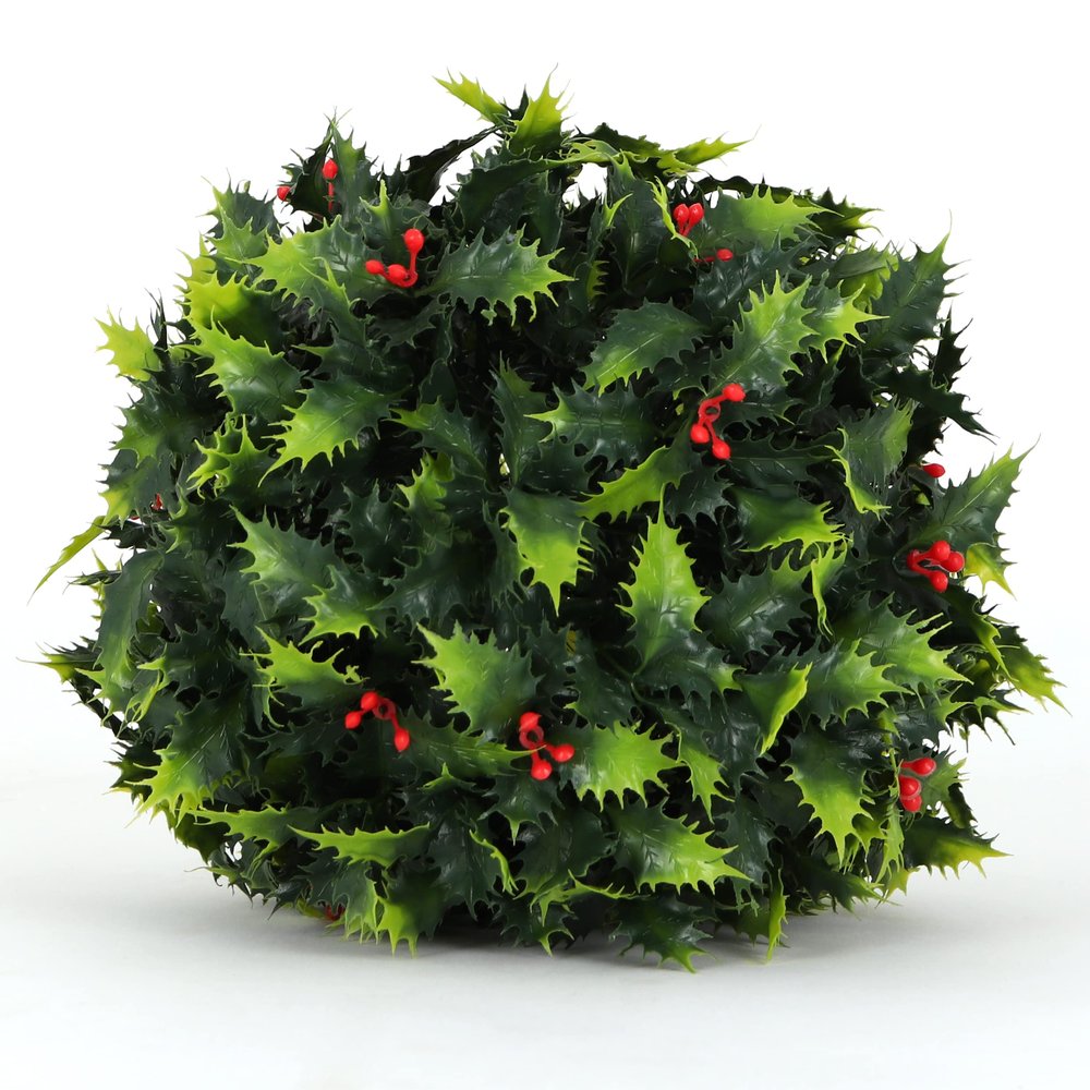 3rd Street Inn Holly Topiary Ball - 7" Artificial Topiary Plant - Wedding Decor - Indoor/Outdoor Artificial Plant Ball - Topiary Tree Substitute (8, Holly)