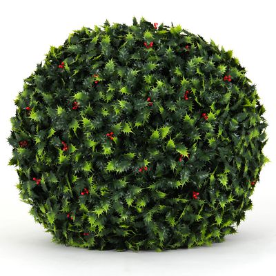 3rd Street Inn Holly Topiary Ball - 19" Artificial Topiary Plant - Wedding Decor - Indoor/Outdoor Artificial Plant Ball - Topiary Tree Substitute (1, Holly)