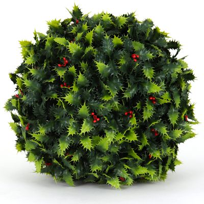 3rd Street Inn Holly Topiary Ball - 11" Artificial Topiary Plant - Wedding Decor - Indoor/Outdoor Artificial Plant Ball - Topiary Tree Substitute (2, Holly)