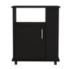 Munich Microwave Cabinet Kitchen Cart with Open Shelf, 3 Side Shelves, Casters, and 2 Interior Shelves, Black view 1
