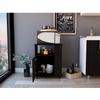 Munich Microwave Cabinet Kitchen Cart with Open Shelf, 3 Side Shelves, Casters, and 2 Interior Shelves, Black view 3
