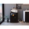 Munich Microwave Cabinet Kitchen Cart with Open Shelf, 3 Side Shelves, Casters, and 2 Interior Shelves, Black view 4