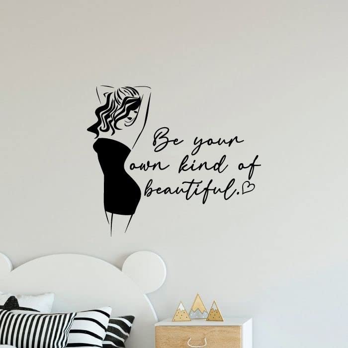 Be Your Own Kind of Beautiful - Closet Quotes Woman Silhouette Closet Storage Organizer Vinyl Wall Art Decal Sticker Home Closet Area Dressing Room Dressing Area Wardrobe Cabinet Size (8x10 inch)