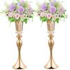 22in Gold Vases for Centerpieces, 2Pcs Metal Tall Trumpet Vases Wedding Reception Centerpieces, Crystal Flower Vase for Table Wedding Party Event Home Decor view 1