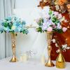 22in Gold Vases for Centerpieces, 2Pcs Metal Tall Trumpet Vases Wedding Reception Centerpieces, Crystal Flower Vase for Table Wedding Party Event Home Decor view 2