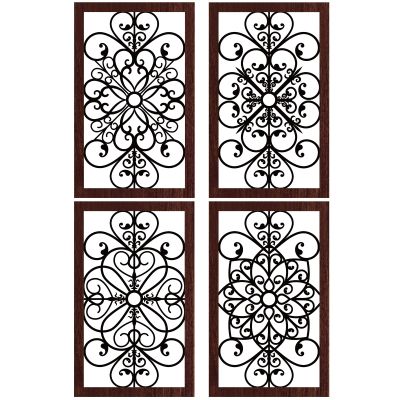 4 Pieces Thicken Rustic Wall Decor Modern Farmhouse Wooden Hollow Carved Design Wall Art for Living Room Bedroom Hallway Decor Office Kitchen Wall Decoration (Traditional Style)