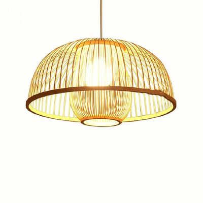 Demeanor LED Chandeliers, American Country Bamboo Woven Bamboo Handmade Bamboo Woven Rattan Creative Personality Japanese Pastoral Simple Bird Cage Restaurant Ceiling Pendant Lamp (Size : 45cm)