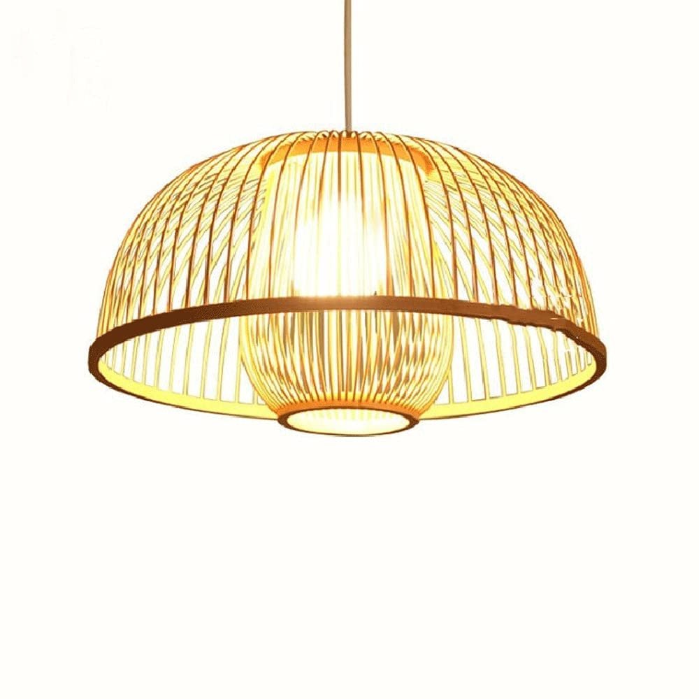 Demeanor LED Chandeliers, American Country Bamboo Woven Bamboo Handmade Bamboo Woven Rattan Creative Personality Japanese Pastoral Simple Bird Cage Restaurant Ceiling Pendant Lamp (Size : 45cm)
