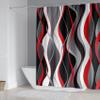 beifivcl 4Pcs Red Shower Curtain Sets with Non-Slip Rugs, Toilet Lid Cover and Bath Mat, Black and Gray Bathroom Decor Set Accessories Fabric Waterproof Shower Curtains with 12 Hooks, 72 x 72 Inch view 2