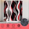 beifivcl 4Pcs Red Shower Curtain Sets with Non-Slip Rugs, Toilet Lid Cover and Bath Mat, Black and Gray Bathroom Decor Set Accessories Fabric Waterproof Shower Curtains with 12 Hooks, 72 x 72 Inch view 4