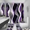 beifivcl 4Pcs Purple Shower Curtain Sets with Non-Slip Rugs, Toilet Lid Cover and Bath Mat, Black and Gray Bathroom Decor Set Accessories Fabric Waterproof Shower Curtains with 12 Hooks, 72 x 72 Inch view 1