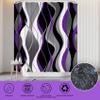 beifivcl 4Pcs Purple Shower Curtain Sets with Non-Slip Rugs, Toilet Lid Cover and Bath Mat, Black and Gray Bathroom Decor Set Accessories Fabric Waterproof Shower Curtains with 12 Hooks, 72 x 72 Inch view 4