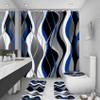 beifivcl 4Pcs Blue Shower Curtain Sets with Non-Slip Rugs, Toilet Lid Cover and Bath Mat, Black and Gray Bathroom Decor Set Accessories Fabric Waterproof Shower Curtains with 12 Hooks, 72 x 72 Inch view 1