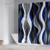beifivcl 4Pcs Blue Shower Curtain Sets with Non-Slip Rugs, Toilet Lid Cover and Bath Mat, Black and Gray Bathroom Decor Set Accessories Fabric Waterproof Shower Curtains with 12 Hooks, 72 x 72 Inch view 2