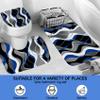 beifivcl 4Pcs Blue Shower Curtain Sets with Non-Slip Rugs, Toilet Lid Cover and Bath Mat, Black and Gray Bathroom Decor Set Accessories Fabric Waterproof Shower Curtains with 12 Hooks, 72 x 72 Inch view 3