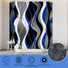 beifivcl 4Pcs Blue Shower Curtain Sets with Non-Slip Rugs, Toilet Lid Cover and Bath Mat, Black and Gray Bathroom Decor Set Accessories Fabric Waterproof Shower Curtains with 12 Hooks, 72 x 72 Inch view 4