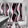 BEIFIVCL 4Pcs Pink Shower Curtain Sets with Non-Slip Rugs, Toilet Lid Cover and Bath Mat, Black and Gray Bathroom Decor Set Accessories Fabric Waterproof Shower Curtains with 12 Hooks, 72 x 76 Inch view 1