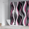 BEIFIVCL 4Pcs Pink Shower Curtain Sets with Non-Slip Rugs, Toilet Lid Cover and Bath Mat, Black and Gray Bathroom Decor Set Accessories Fabric Waterproof Shower Curtains with 12 Hooks, 72 x 76 Inch view 2