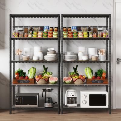 EZPEAKS 2 Pack Shelving - 5 Tier Storage Shelves, Metal Shelves Adjustable 30''W x 14''D x 47''H Garage Storage Shelves 150 LBS Loading Capacity Shelving Units with Liner Wire Rack