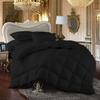 100% Egyption Cotton Comforter 100 Series 300 GSM 3 PC Comforter Set Fill Power Buffy Overfilled All Season Black - Queen Size Soft Quilted with Corner Tabs, Winter Warm Fluffy view 1