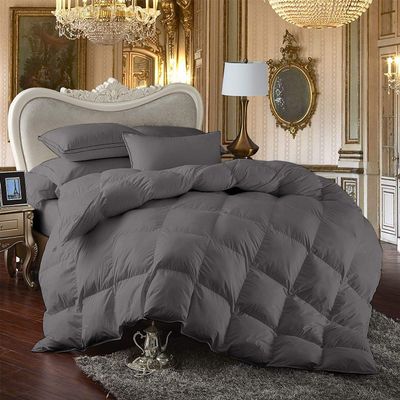 100% Egyption Cotton Comforter 100 Series 300 GSM 3 PC Comforter Set Fill Power Buffy Overfilled All Season Dark Grey - Queen Size Soft Quilted with Corner Tabs, Winter Warm Fluffy