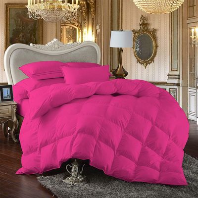 100% Egyption Cotton Comforter 100 Series 300 GSM 3 PC Comforter Set Fill Power Buffy Overfilled All Season Hot Pink - Full Size Soft Quilted with Corner Tabs, Winter Warm Fluffy