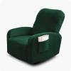 4 Pieces Velvet Recliner Chair Cover, Stretch 1 Seat Recliner Sofa Slipcover Soft Anti-Slip Reclining Armchair Cover with Pocket Furniture Protector for Dog Cat (Green) view 1