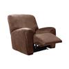 4 Pieces Velvet Recliner Chair Cover, Stretch 1 Seat Recliner Sofa Slipcover Soft Anti-Slip Reclining Armchair Cover with Pocket Furniture Protector for Dog Cat (Brown) view 1