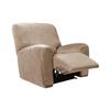 4 Pieces Velvet Recliner Chair Cover, Stretch 1 Seat Recliner Sofa Slipcover Soft Anti-Slip Reclining Armchair Cover with Pocket Furniture Protector for Dog Cat (Khaki) view 1