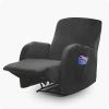 4 Pieces Velvet Recliner Chair Cover, Stretch 1 Seat Recliner Sofa Slipcover Soft Anti-Slip Reclining Armchair Cover with Pocket Furniture Protector for Dog Cat (Dark Gray) view 1