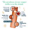 Kitchen Science Ayurvedic 34oz Copper Water Bottle with Canvas Bag & Sleeve Leak-Proof Drinking Bottle view 4