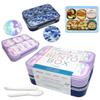 kinsho Bento-Box Lunch-Box Kids, Meal Boxes And Snack Containers For Boys & Girls For School, Includes Utensils, Bpa Free (Purple Rainbow Unicorn + Blue Black Camo, 2 Pack Set) view 1