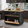 SECARUS Kitchen Island on Wheels with Solid Wood Top Rolling Kitchen Cart with Storage Drawers,Cabinets,Tower Rack, Spice Rack,Wine Rack (Black) view 1