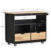 SECARUS Kitchen Island on Wheels with Solid Wood Top Rolling Kitchen Cart with Storage Drawers,Cabinets,Tower Rack, Spice Rack,Wine Rack (Black) view 2