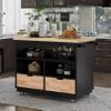 SECARUS Kitchen Island on Wheels with Solid Wood Top Rolling Kitchen Cart with Storage Drawers,Cabinets,Tower Rack, Spice Rack,Wine Rack (Black) view 4