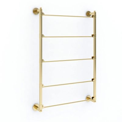LSMKK Wall Scarf Storage Organiser, Modern Vinyl Rolls Display Rack Stand for Hanging Shawls/Hijab/Wallpaper, Ribbon Holder with 5 Removable Bar (Color : Gold)
