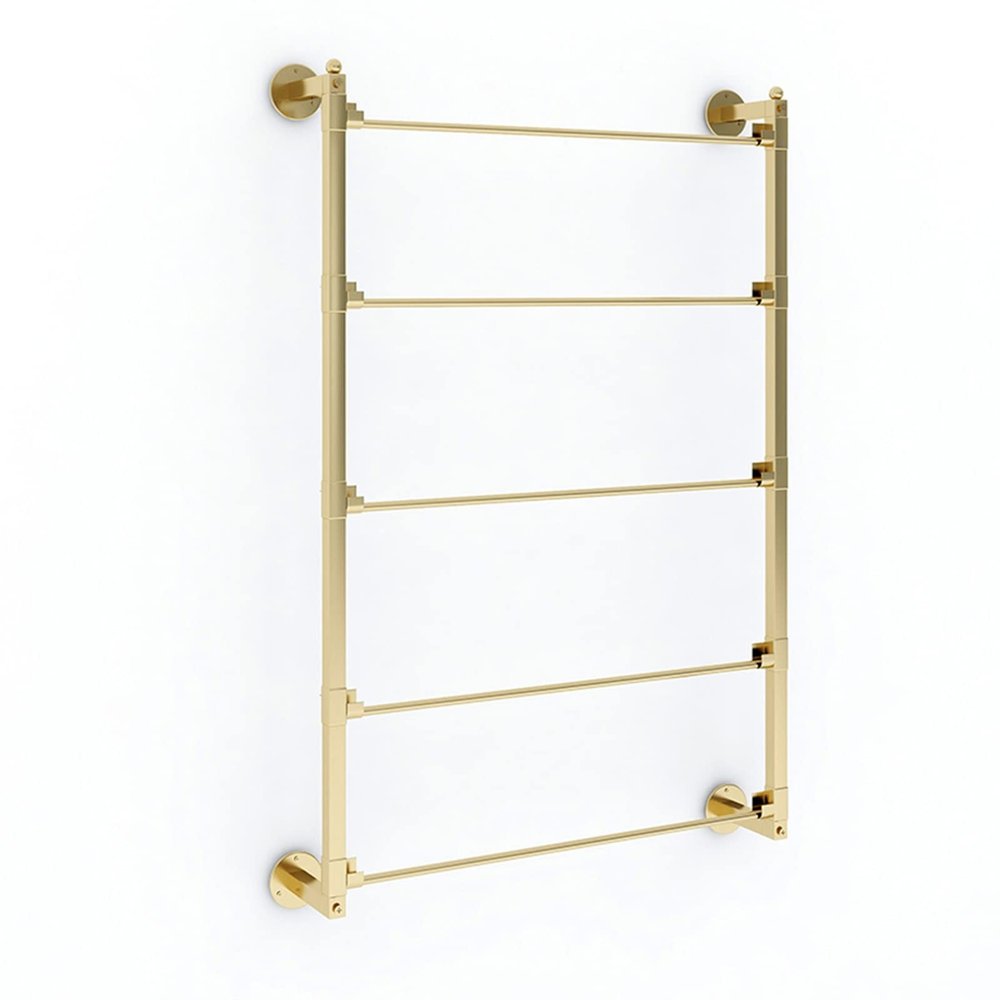 LSMKK Wall Scarf Storage Organiser, Modern Vinyl Rolls Display Rack Stand for Hanging Shawls/Hijab/Wallpaper, Ribbon Holder with 5 Removable Bar (Color : Gold)