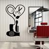 Vinyl Wall Decal Hair Salon Tools Hair Dryer Comb Scissors Mirror Stickers Mural Large Decor (g6368) Black view 1
