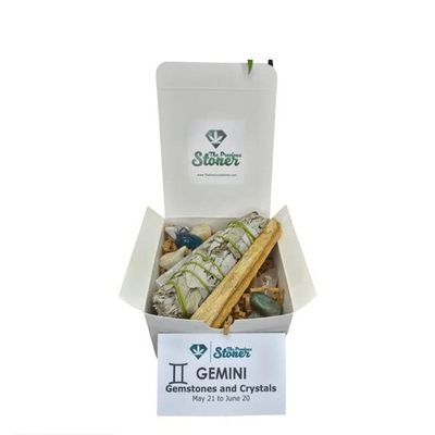 Gemini Zodiac Crystals and Gemstones Smudge Sage, Palo Santo Selenite Kit Gemini Stones Set Gemini Crystals and Gemstones Set Zodiac Gemini