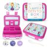 kinsho Bento Lunch Box for Kids Toddlers Girls, 5 Portion Sections Secure Lid, Microwave Safe BPA Free Removable Tray, Pre-School Kid Daycare Lunches Snack Container Ages 3 to 5, Pink Fairy Princess view 1