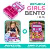 kinsho Bento Lunch Box for Kids Toddlers Girls, 5 Portion Sections Secure Lid, Microwave Safe BPA Free Removable Tray, Pre-School Kid Daycare Lunches Snack Container Ages 3 to 5, Pink Fairy Princess view 2