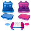 kinsho Bento Lunch Box for Kids Toddlers Boys Girls, 5 Portion Sections Secure Lid, Microwave Safe BPA Free Removable Tray, Pre-School Kid Daycare Lunches Snack Container, Blue & Pink Purple 2 pack view 1