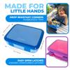kinsho Bento Lunch Box for Kids Toddlers Boys Girls, 5 Portion Sections Secure Lid, Microwave Safe BPA Free Removable Tray, Pre-School Kid Daycare Lunches Snack Container, Blue & Pink Purple 2 pack view 3