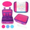 kinsho Bento Lunch Box for Kids Toddlers Girls, 5 Portion Sections Secure Lid, Microwave Safe BPA Free Removable Tray, Pre-School Kid Daycare Lunches Snack Container Ages 3 to 5, Pink Purple view 1