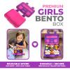 kinsho Bento Lunch Box for Kids Toddlers Girls, 5 Portion Sections Secure Lid, Microwave Safe BPA Free Removable Tray, Pre-School Kid Daycare Lunches Snack Container Ages 3 to 5, Pink Purple view 2