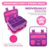 kinsho Bento Lunch Box for Kids Toddlers Girls, 5 Portion Sections Secure Lid, Microwave Safe BPA Free Removable Tray, Pre-School Kid Daycare Lunches Snack Container Ages 3 to 5, Pink Purple view 4